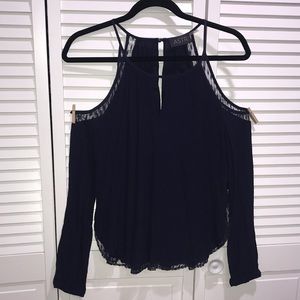 Deep Navy Open Shoulder Blouse